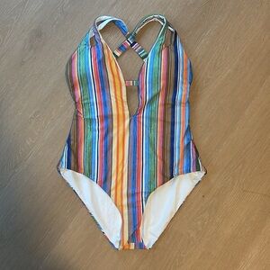 BECCA Multicolor Striped One Piece Swimsuit
